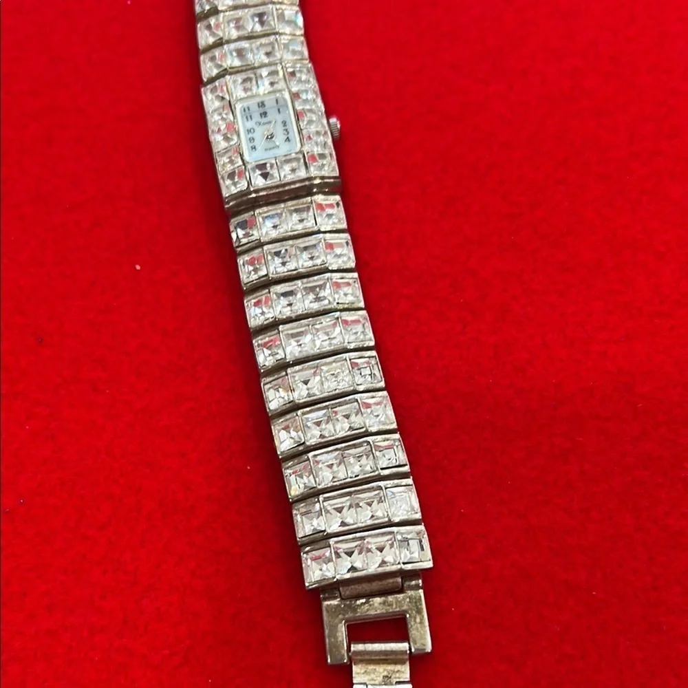 Vintage 90s Crystal Watch Bracelet Bling